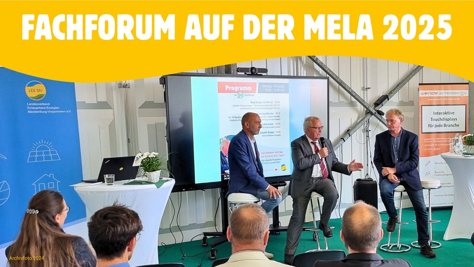 Foto Fachforum MeLa 2024 - Dietmar Hocke, Till Backhaus und Johann-Georg Jaeger im Gespräch